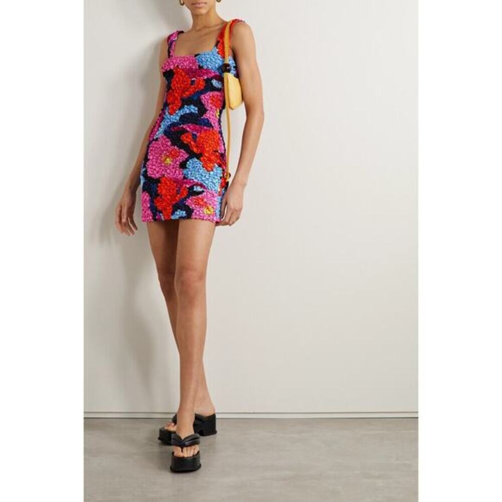 Mara Hoffman +‎ Net Sustain Laura Printed Popcorn Mini Dress Pink Size Small